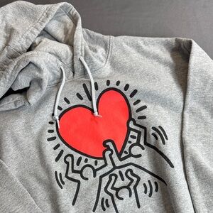 Keith Haring Gray Hoodie Size L